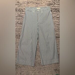 Madewell Emmett Navy and White Striped Wide-Leg Pants